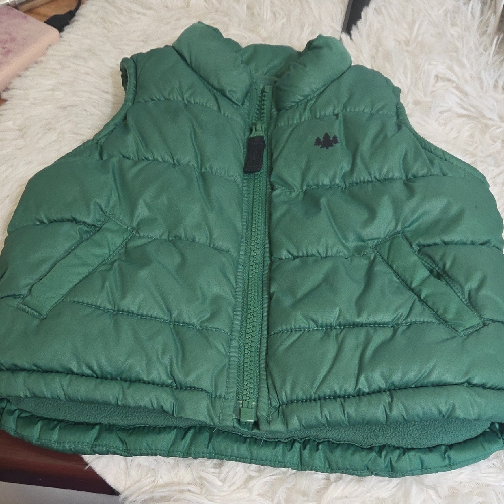 Old Navy Forest Green Fleece Puffer Vest 6-12Mo.